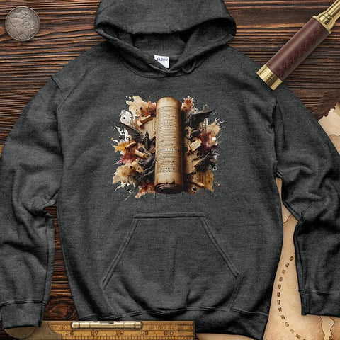 Aged Parchment Scroll Hoodie Dark Heather / S