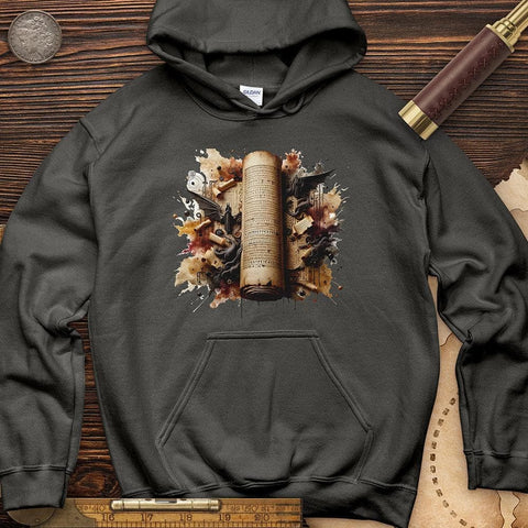 Aged Parchment Scroll Hoodie Charcoal / S