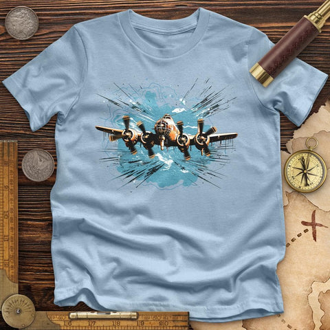 Airplane Flying High Quality Tee Light Blue / S