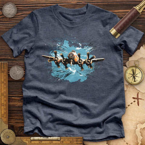 Airplane Flying High Quality Tee Heather Navy / S