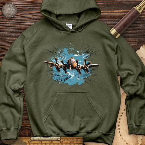 Airplane Flying Hoodie Military Green / S