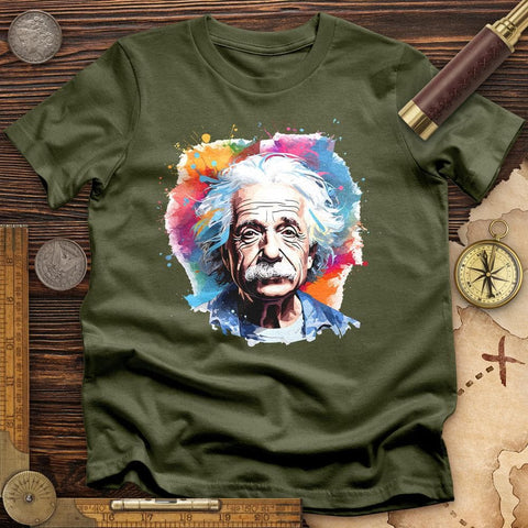 Albert Einstein Colored T-Shirt Military Green / S