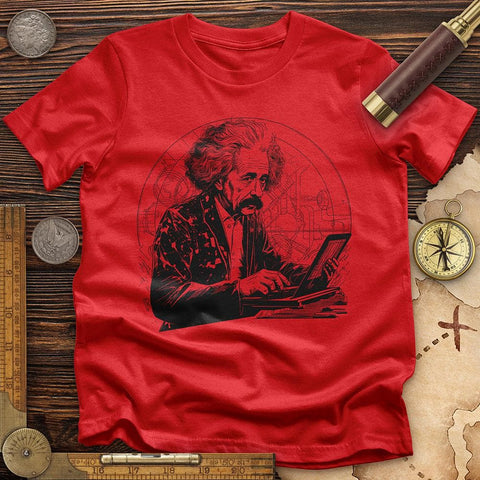 Albert Einstein Laptop T-Shirt Red / S