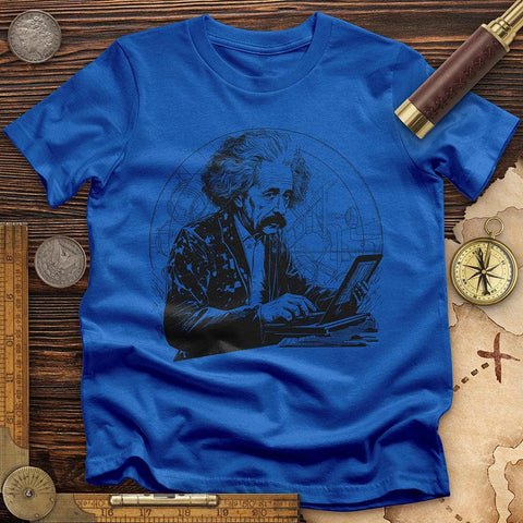 Albert Einstein Laptop T-Shirt Royal / S