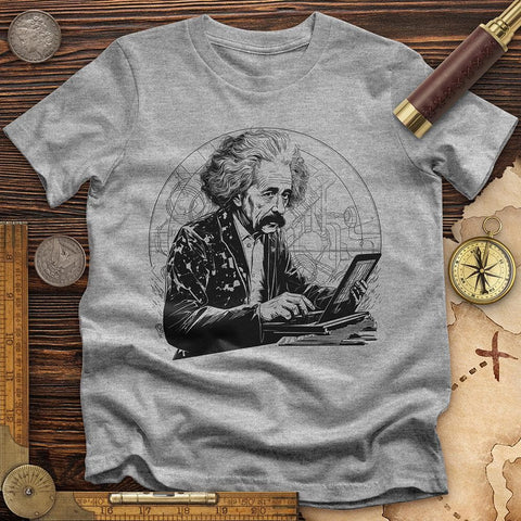 Albert Einstein Laptop T-Shirt Sport Grey / S