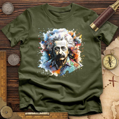 Albert Einstein Splash T-Shirt Military Green / S