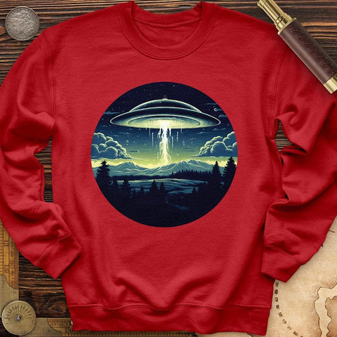 Alien Spaceship Crewneck Red / S