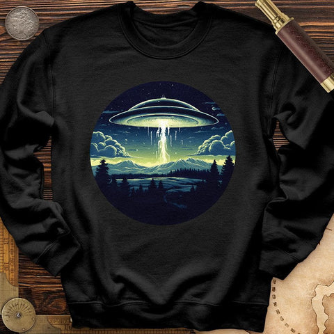 Alien Spaceship Crewneck Black / S