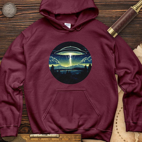 Alien Spaceship Hoodie Maroon / S