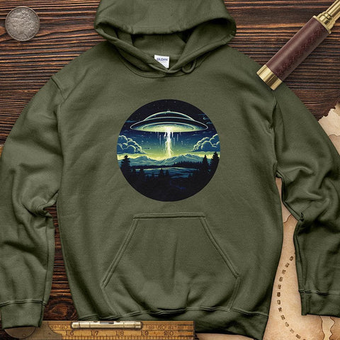 Alien Spaceship Hoodie Military Green / S