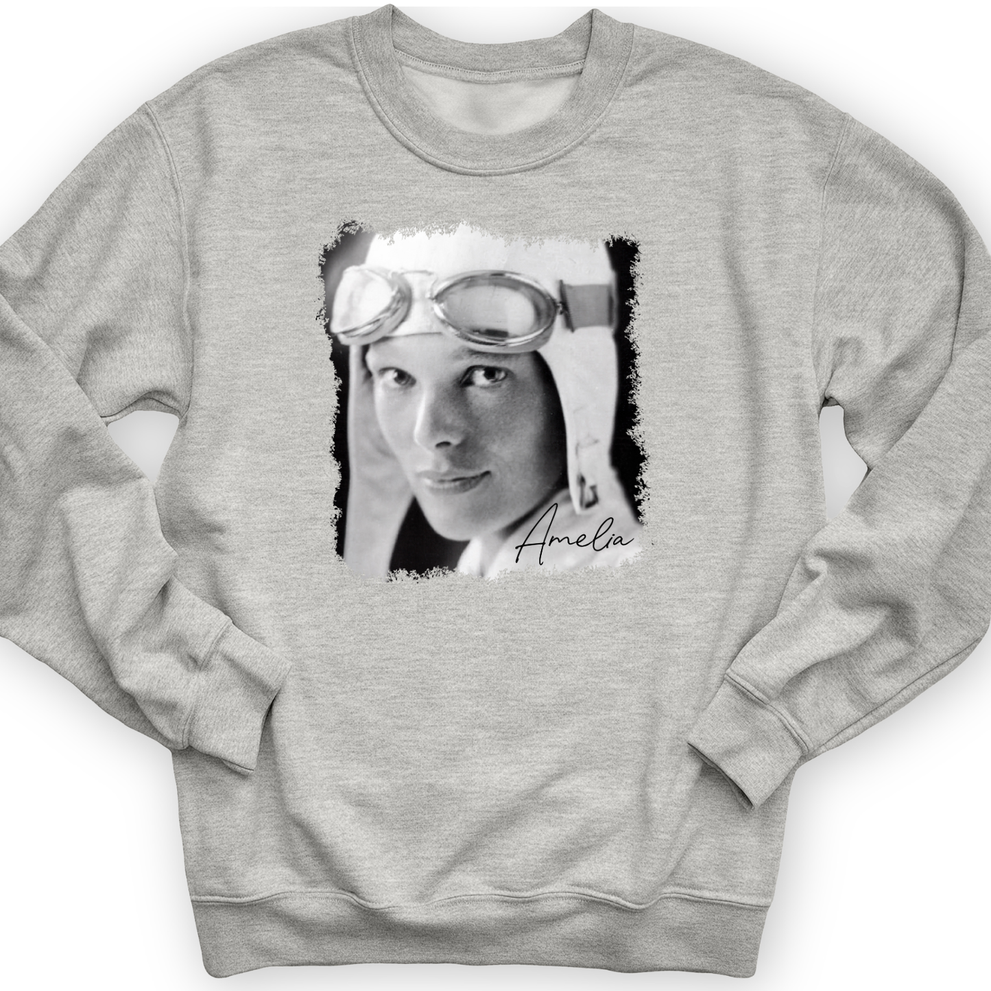 Amelia Earhart B&W Crewneck Sport Grey / S