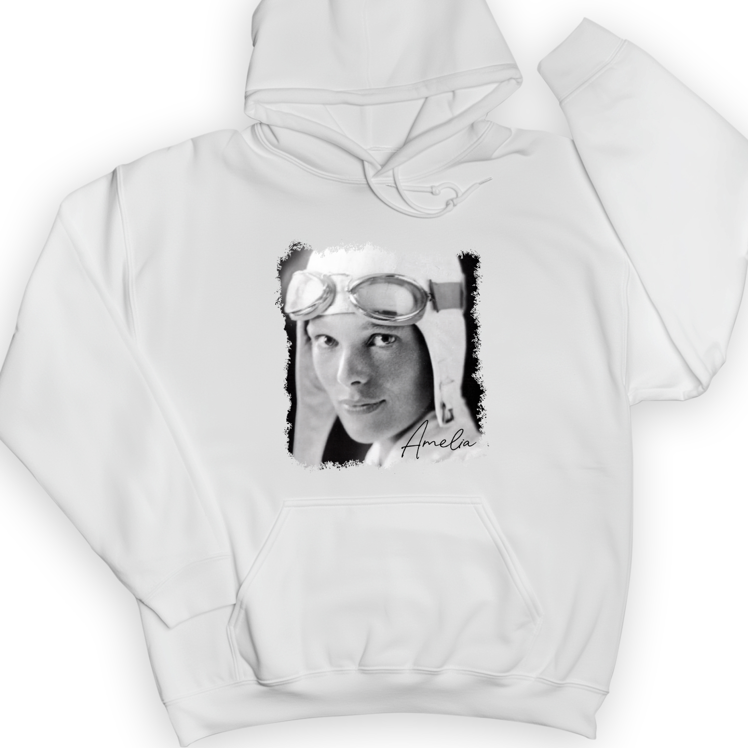 Amelia Earhart B&W Hoodie White / S