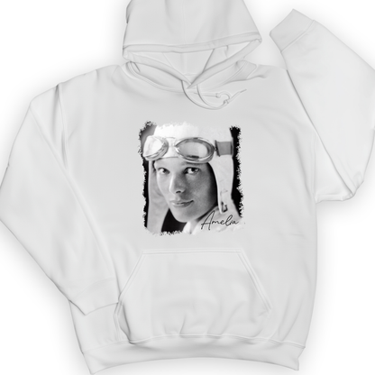 Amelia Earhart B&W Hoodie White / S