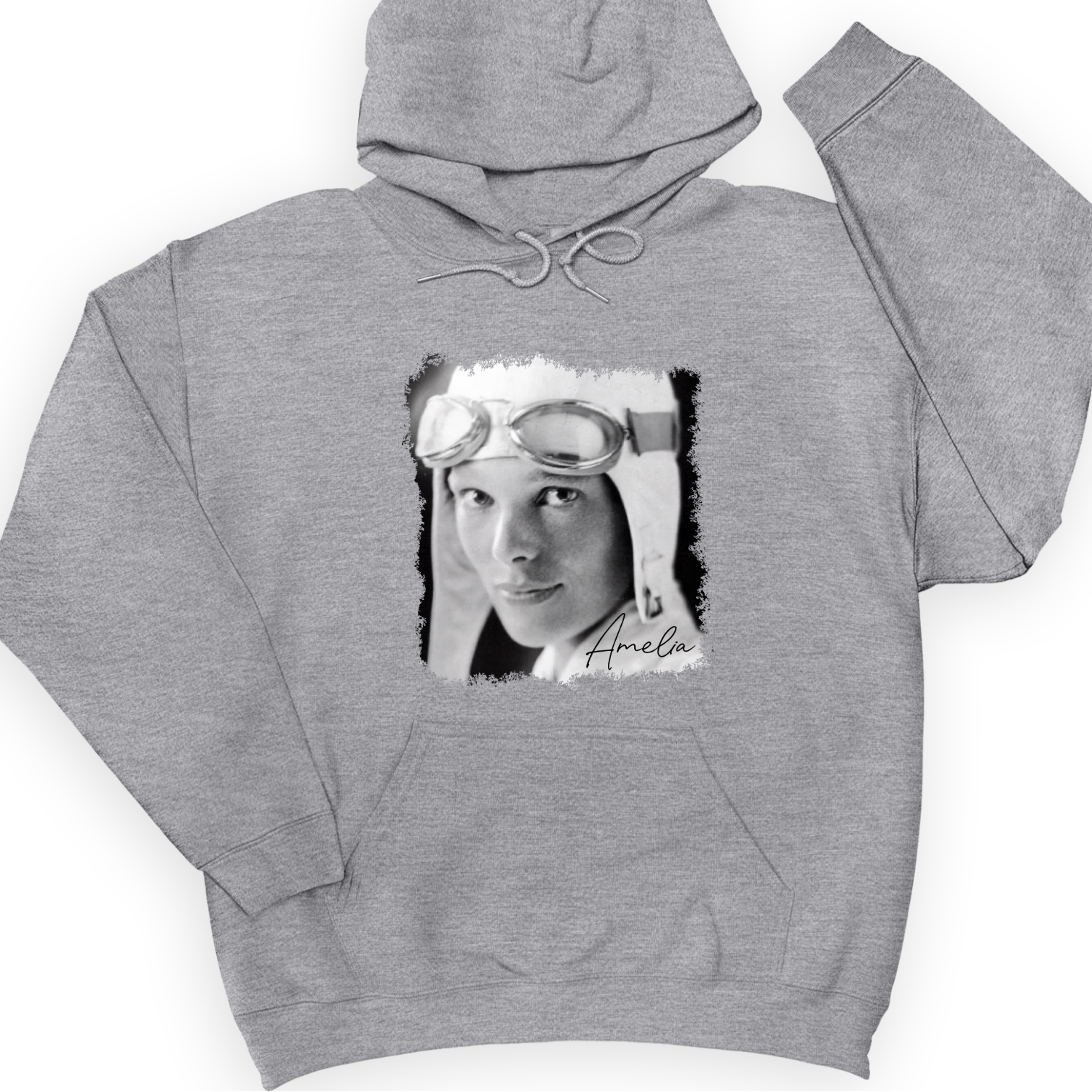 Amelia Earhart B&W Hoodie Sport Grey / S