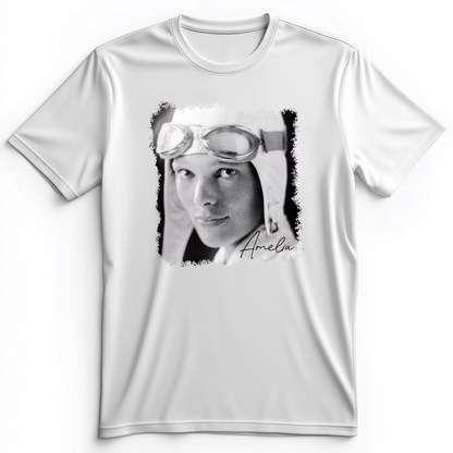 Amelia Earhart B&W Premium Tee White / S