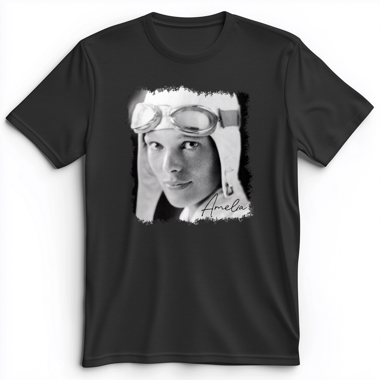 Amelia Earhart B&W Premium Tee Dark Grey Heather / S