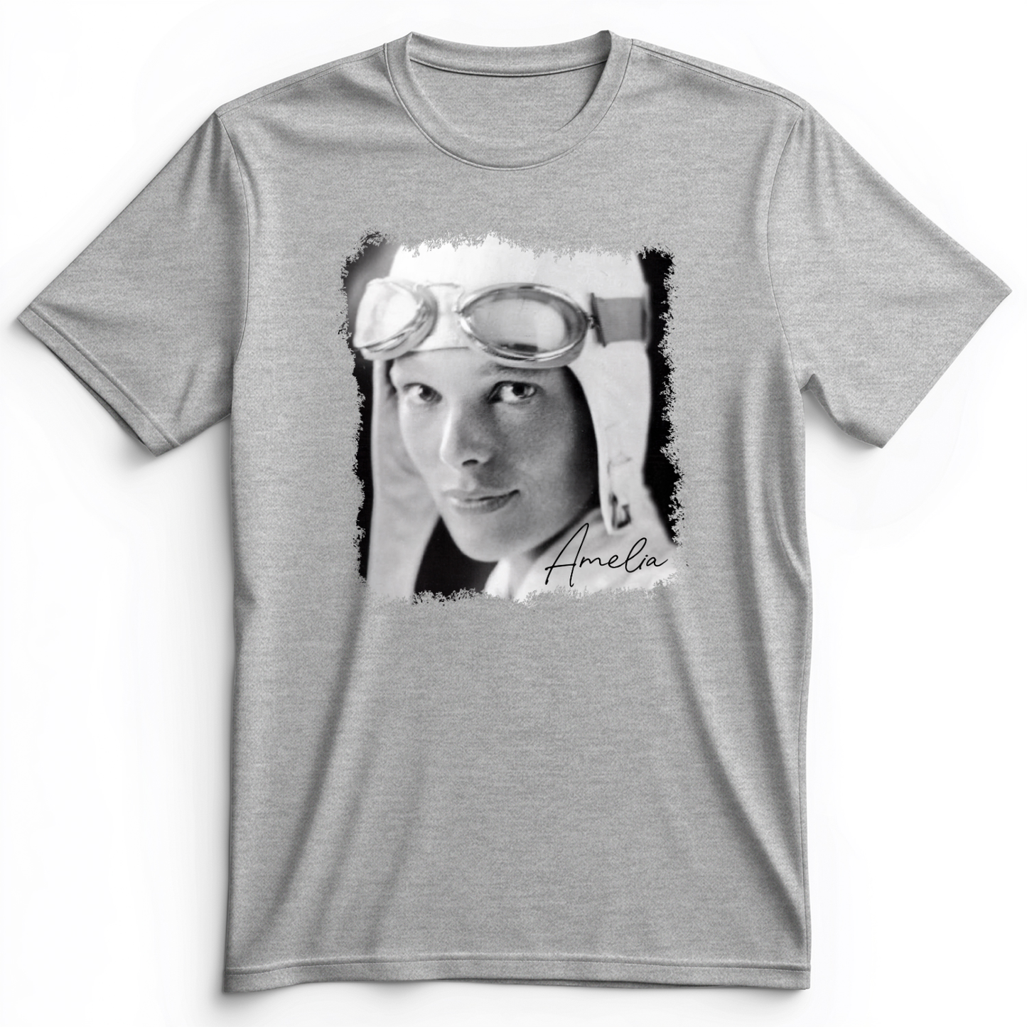 Amelia Earhart B&W Premium Tee Athletic Heather / S