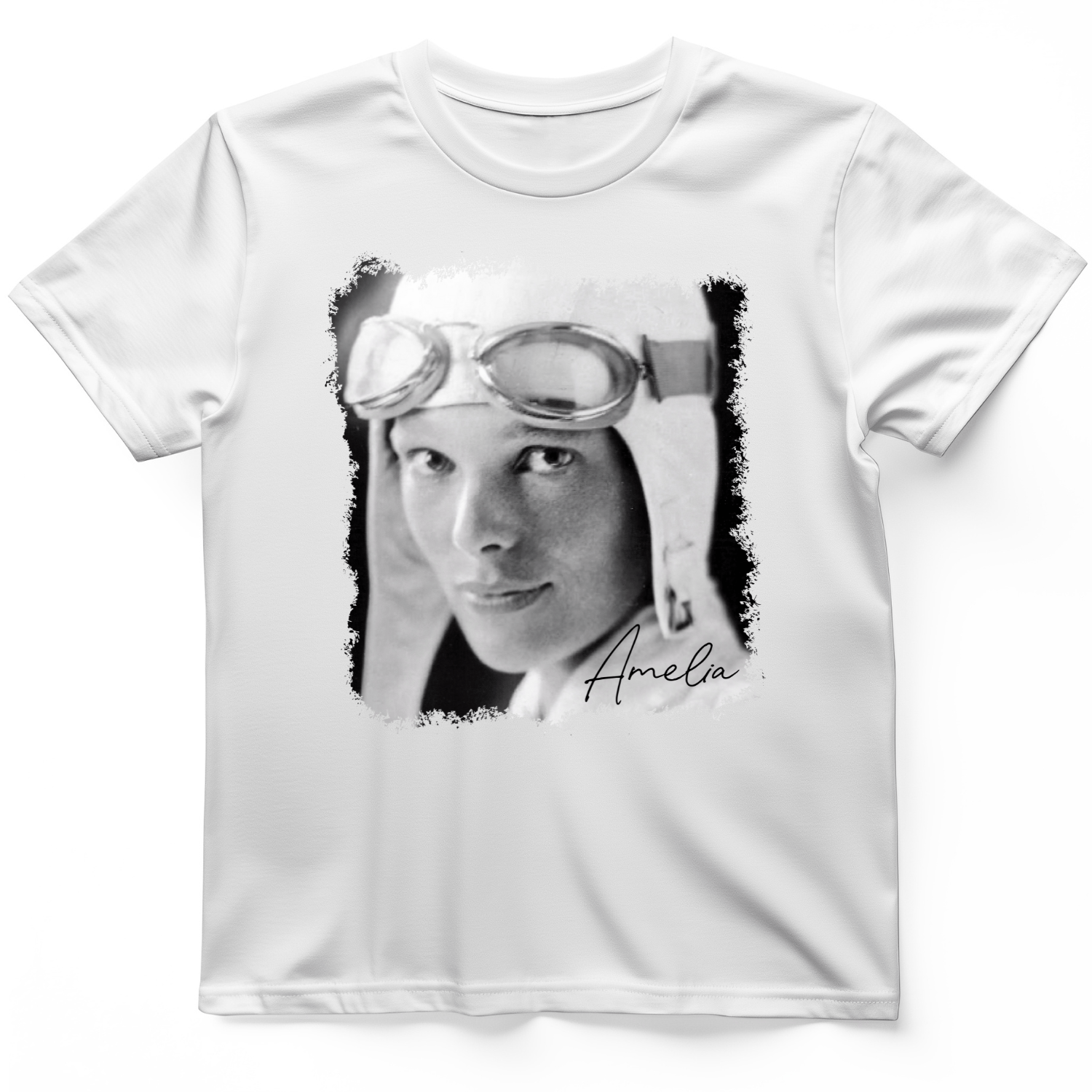 Amelia Earhart B&W T-Shirt White / S