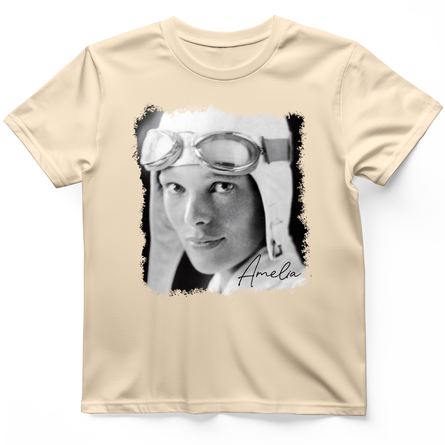 Amelia Earhart B&W T-Shirt Natural / S