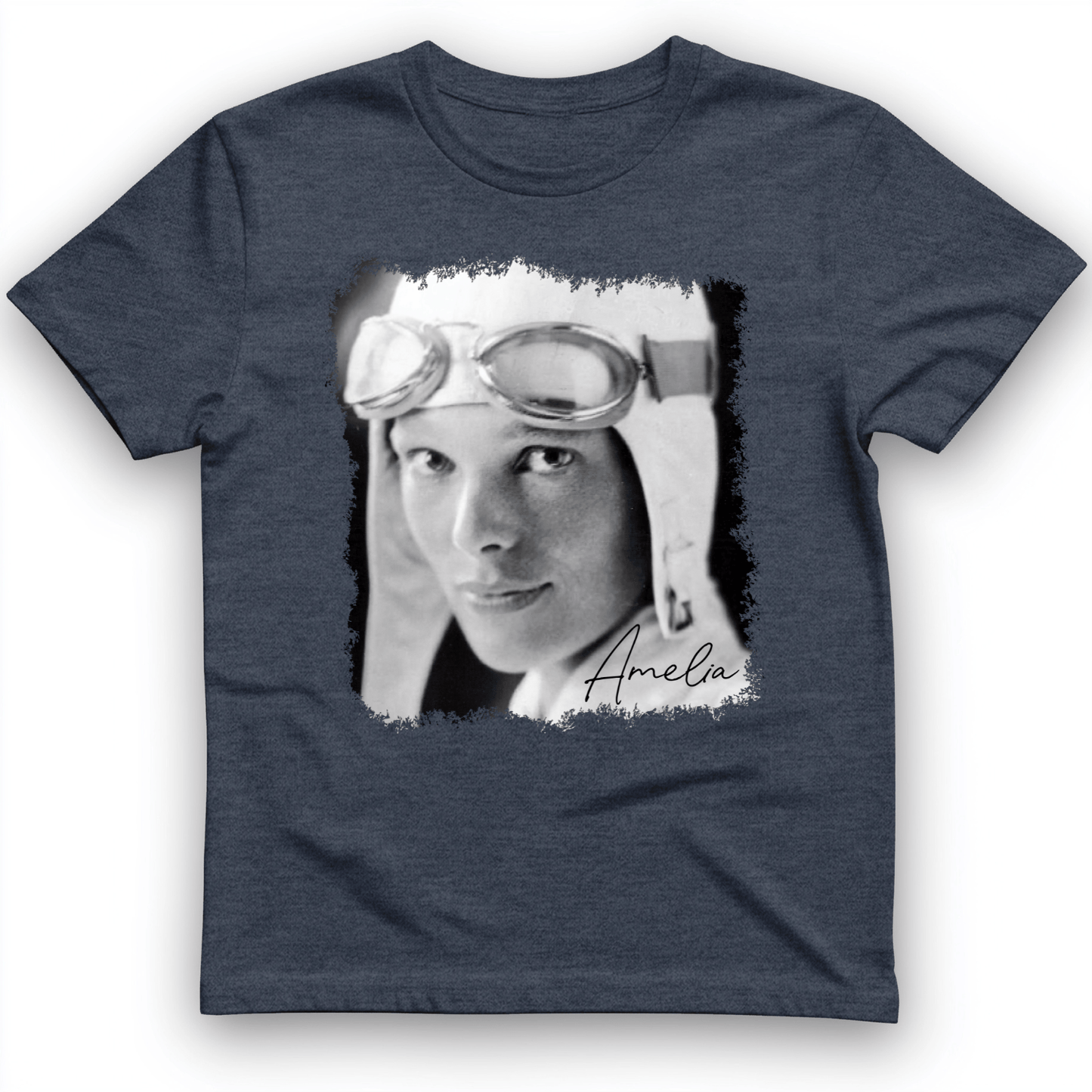 Amelia Earhart B&W T-Shirt Heather Navy / S