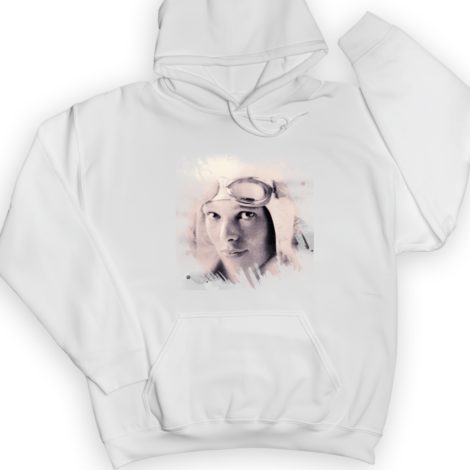 Amelia Earhart in Color Hoodie White / S