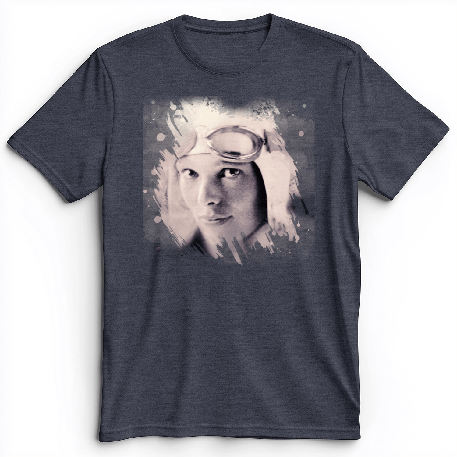Amelia Earhart in Color Premium Tee Dark Grey Heather / S