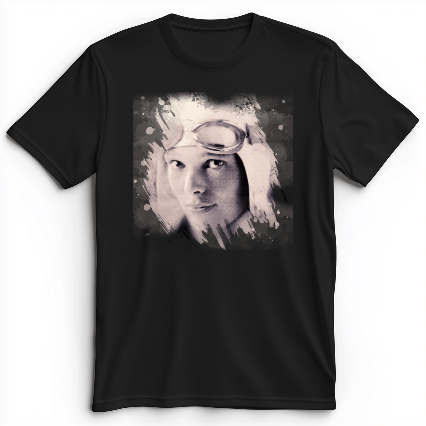 Amelia Earhart in Color Premium Tee Black / S