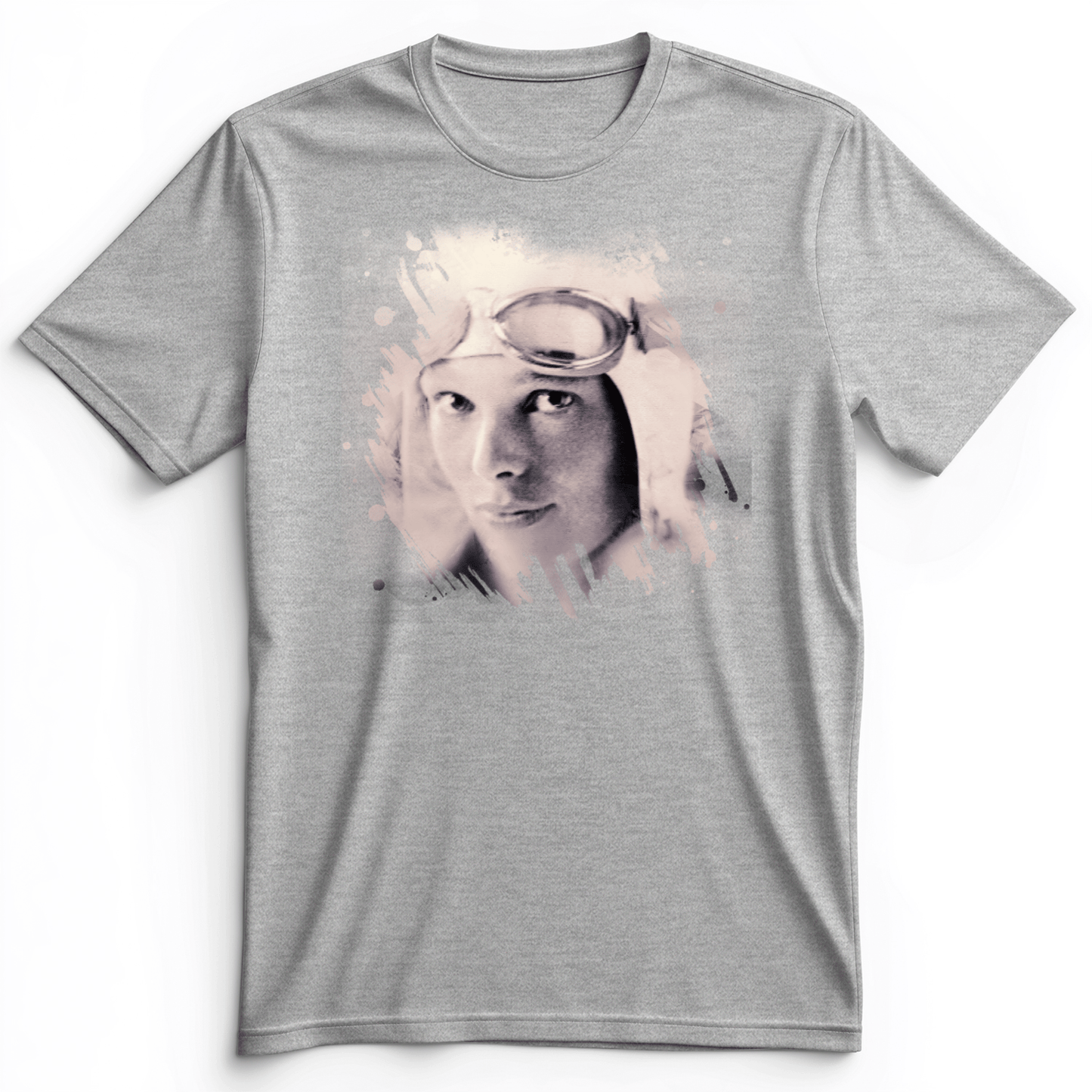 Amelia Earhart in Color Premium Tee Athletic Heather / S