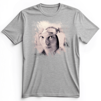 Amelia Earhart in Color Premium Tee Athletic Heather / S
