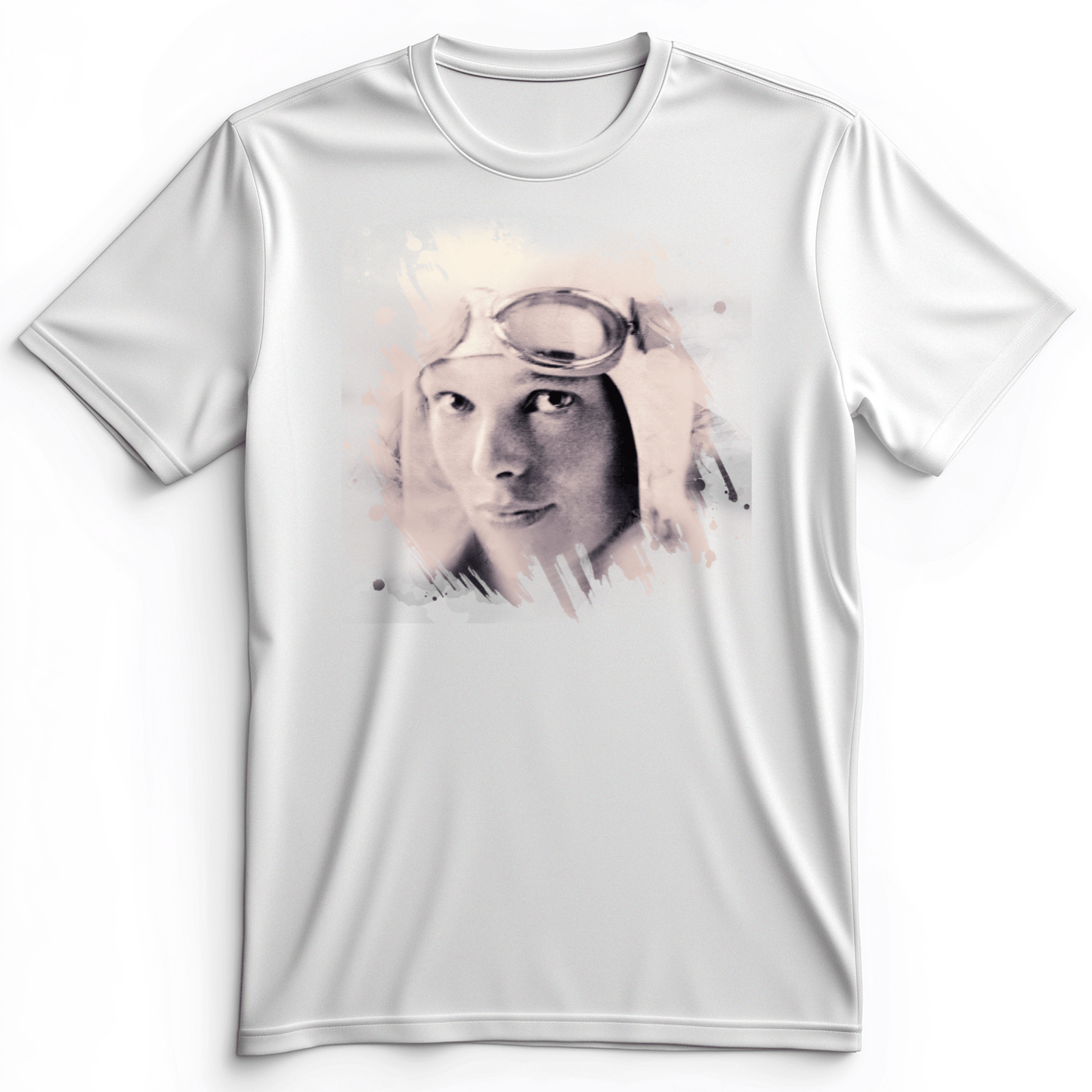 Amelia Earhart in Color Premium Tee Heather Olive / S