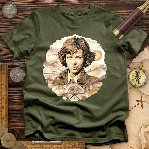 Amelia Earhart T-Shirt Military Green / S