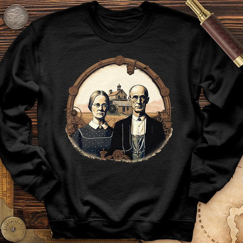 American Gothic Parody Fine Art Crewneck