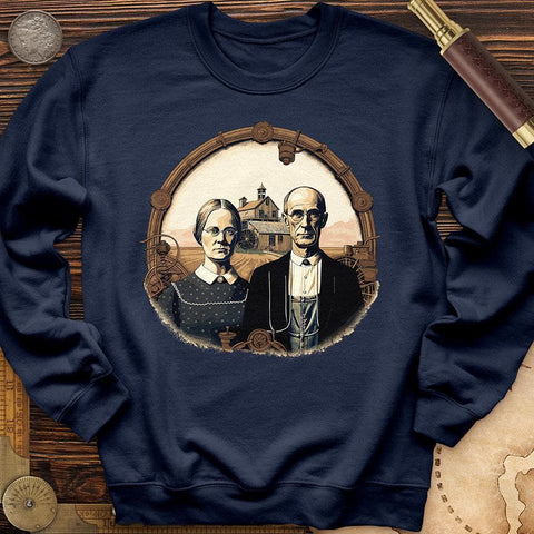 American Gothic Parody Fine Art Crewneck