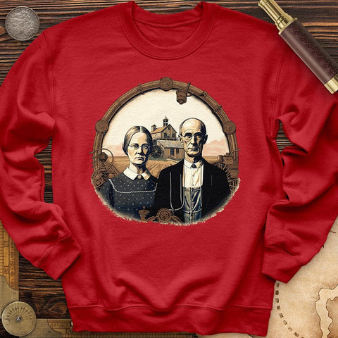 American Gothic Parody Fine Art Crewneck