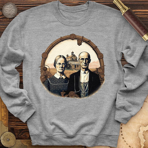 American Gothic Parody Fine Art Crewneck