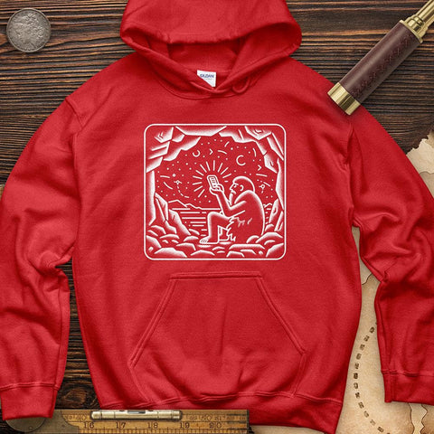 Ancient Caveman Using a Cell Phone Hoodie Red / S