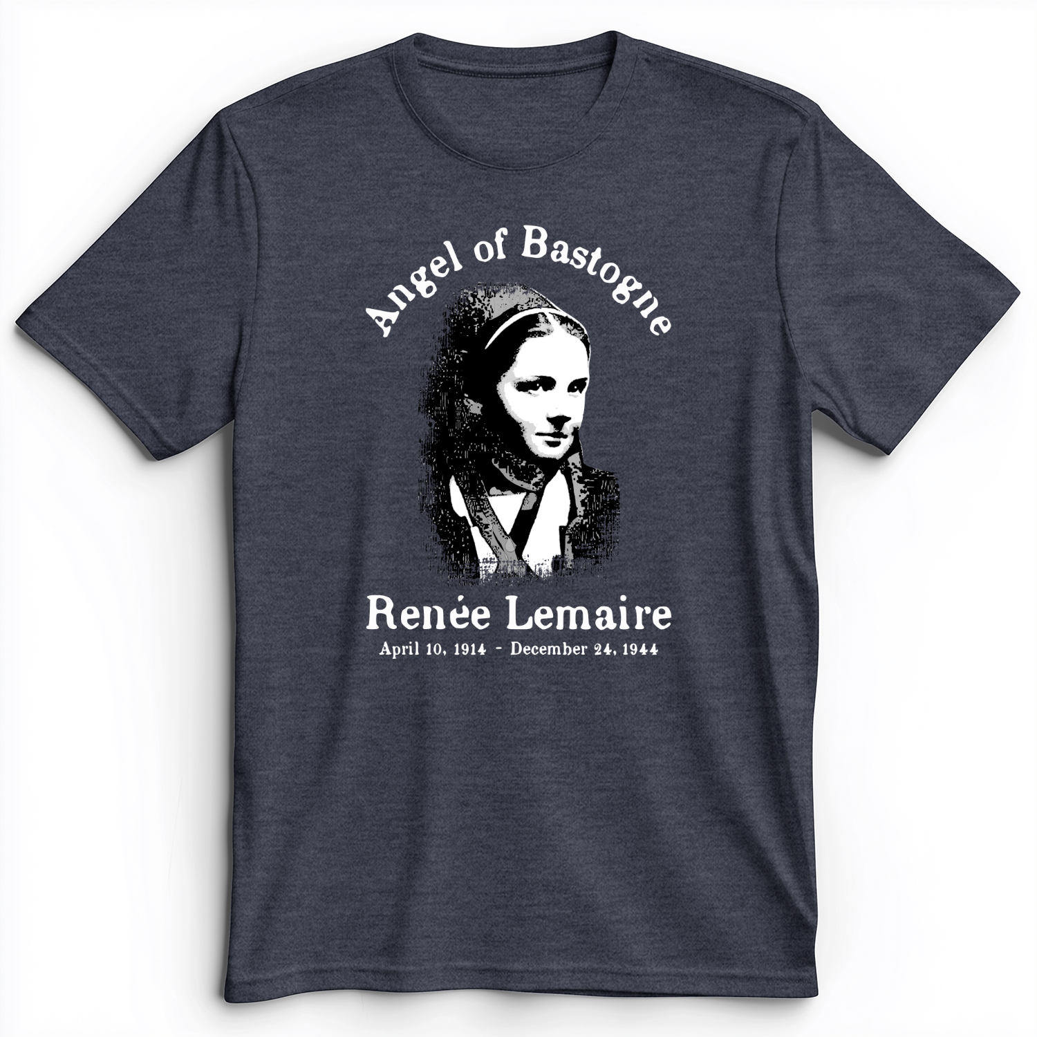 Angel of Bastogne Premium Tee Heather Navy / S