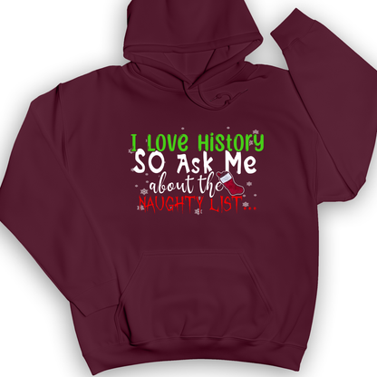 Ask Me About The Naughty List Hoodie Maroon / S