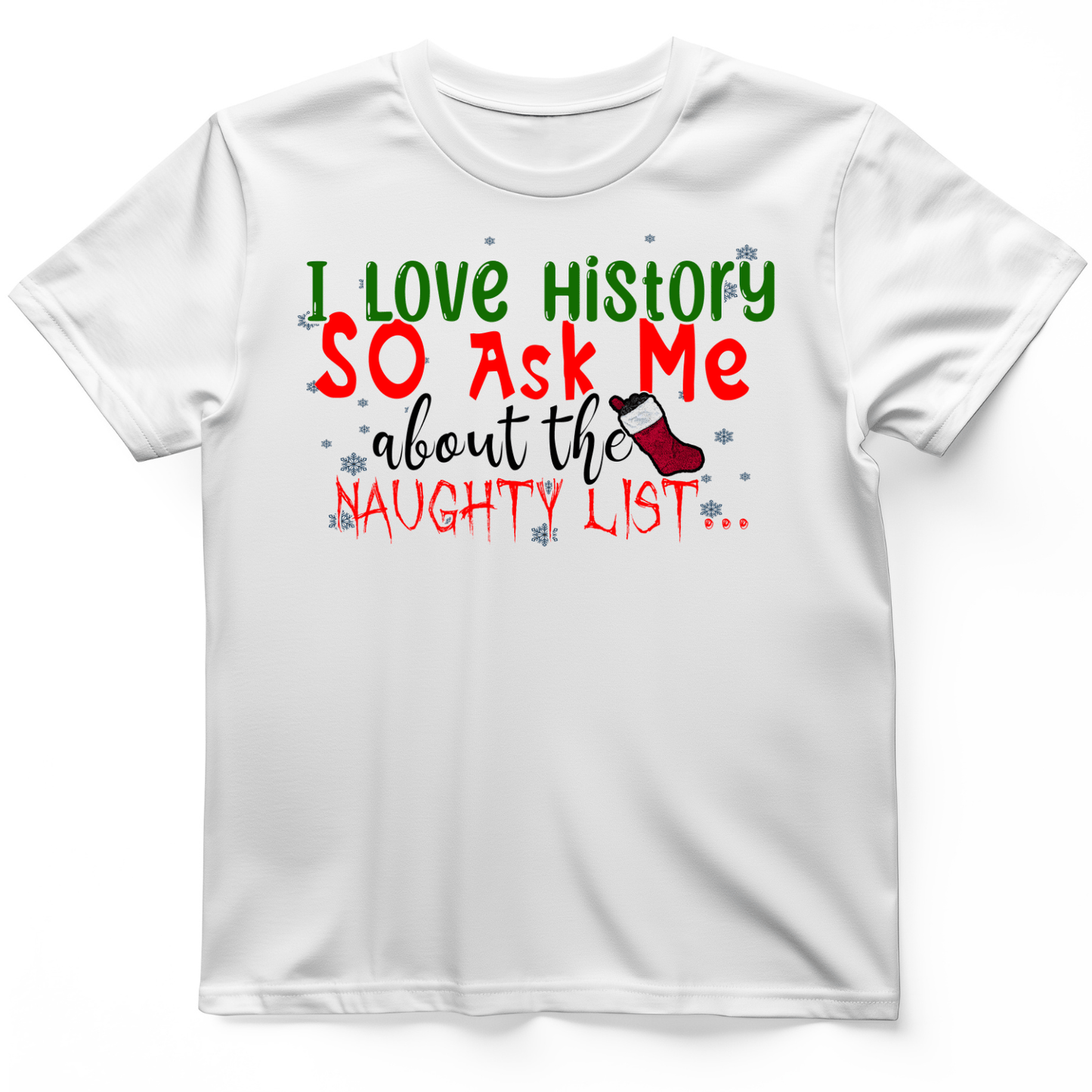 Ask Me About The Naughty List T-Shirt White / S