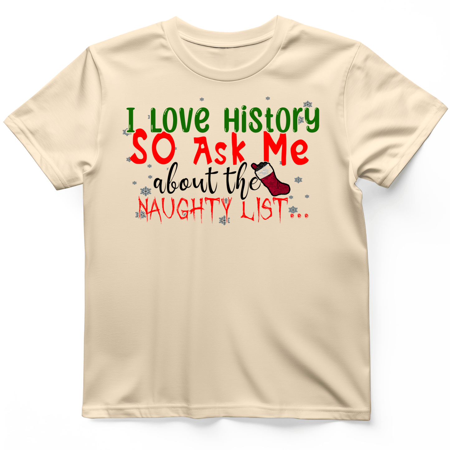 Ask Me About The Naughty List T-Shirt Natural / S