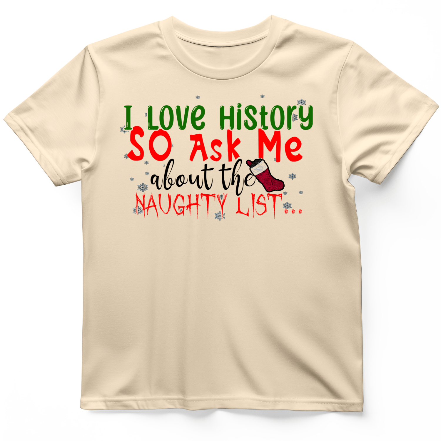 Ask Me About The Naughty List T-Shirt Natural / S