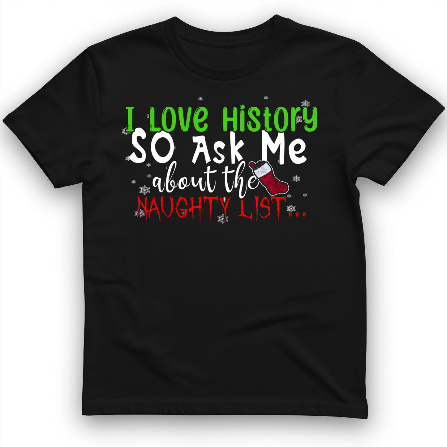 Ask Me About The Naughty List T-Shirt Black / S