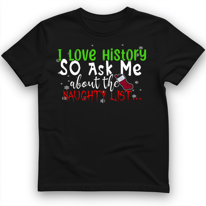 Ask Me About The Naughty List T-Shirt Black / S