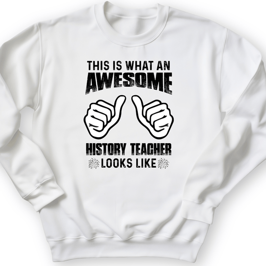 Awesome History Teacher Crewneck White / S