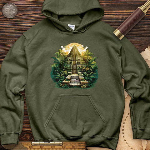 Aztec Pyramid Hoodie Military Green / S