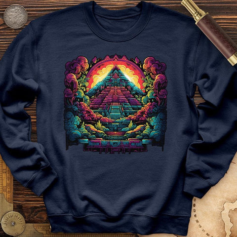 Aztec Pyramid Rainbow Crewneck Navy / S