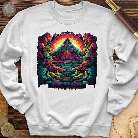 Aztec Pyramid Rainbow Crewneck White / S