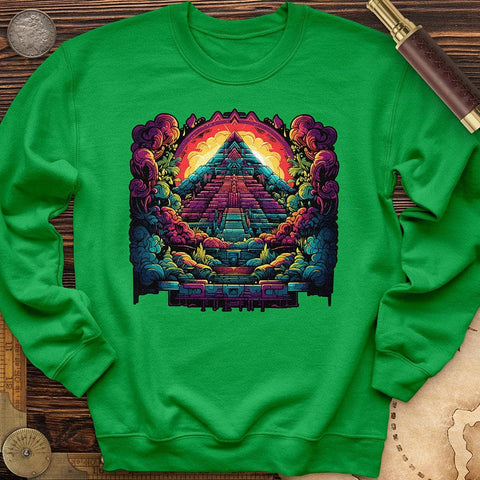 Aztec Pyramid Rainbow Crewneck Irish Green / S