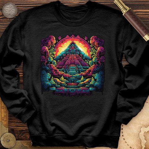 Aztec Pyramid Rainbow Crewneck Black / S