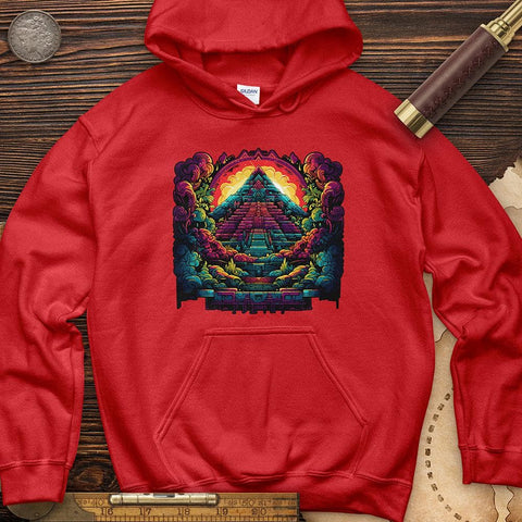 Aztec Pyramid Rainbow Hoodie Red / S